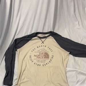 The North Face Cream and Gray Raglan Shirt